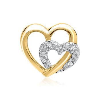 14 quilates colgante oro amarillo corazones 4 diamantes