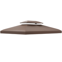 outsunny techo de repuesto 4x3 m para cenador de jardin 2 niveles transpirable con 10 orificios de drenaje cubierta de repuesto marron   aosom espana
