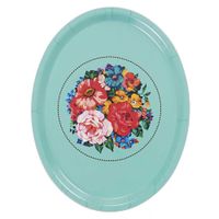 bandeja de madera estampada floral azul 33x25cm