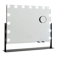 espejo 15 luces led regulable metal 64x545x12cm negro