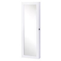 homcom espejo joyero colgante de pared 37x95x112 cm armario organizador de joyas con ganchos y ranuras blanco para salon   aosom espana