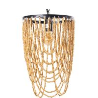 lampara techo arana cuentas madera boho