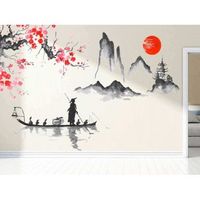 fotomural vinilo acuarela estilo oriental 400 x 300 cm