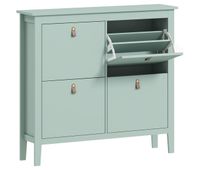 homcom zapatero estrecho 4 puertas zapatero entrada recibidor estantes ajustables tiradores de pu para 20 pares de zapatos para pasillo espacios reducidos 105x24x955 cm verde claro