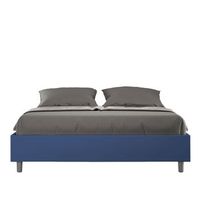 cama sin somier acolchada sin cabecero 160x200 cuero sintetico azul azelia