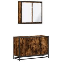 set de muebles bano 2 piezas madera contrachapada roble ahumado