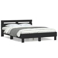 cama matrimonial  cama para adultos  estructura cama con cabecero madera ingenieria negro 140x200 cm