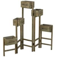 soporte con 5 cestos de madera marron