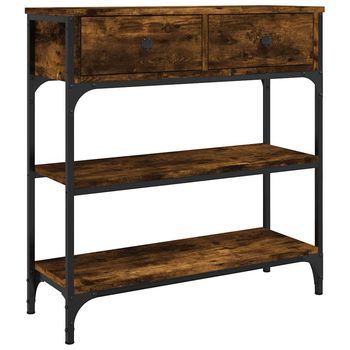 Mesa Consola Madera De Ingeniería Roble Ahumado 72,5x25x75 Cm Vidaxl