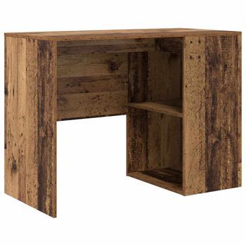 Escritorio | Mesa De Trabajo Con Estante Madera Envejecida 102 X 50 X 75 Cm