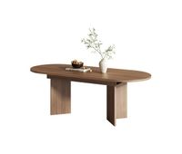 mesa de comedor extensible ovalada 120-160max cm de mdfnogal