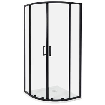 Cabina De Ducha Vidrio Templado Puerta Doble Corredera Negro 90 X 90 X 185 Cm Jukatan