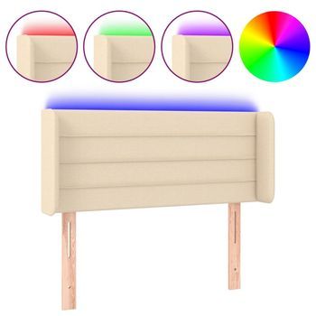 Cabecero Cama | Panel De Cabecera Con Led De Tela Crema 83x16x78/88 Cm