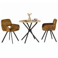 pack mesa redonda y 2 sillas efecto madera urban meuble - marron