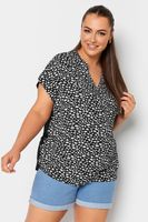 yours blusa negra de pico con estampado animal mujer curvy y tallas grandes yours