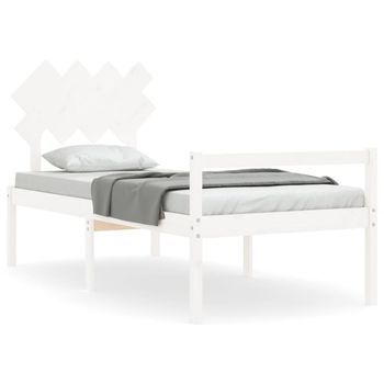 Cama Para Personas Mayores Con Cabecero Madera Maciza Blanco Vidaxl