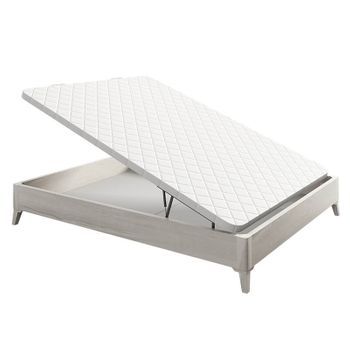 Canapé Abatible Arcón De Madera Con Patas Transpirable Altura 34,5 Cm - Ártic - 90x190 Cm
