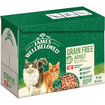 James Wellbeloved Grain Free Adult Cat pollo en gelatina - 48 x 85 g - Pack Ahorro