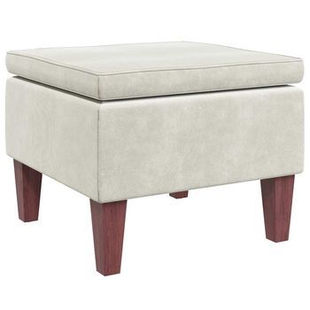 Taburete Con Patas De Madera Terciopelo Crema Vidaxl