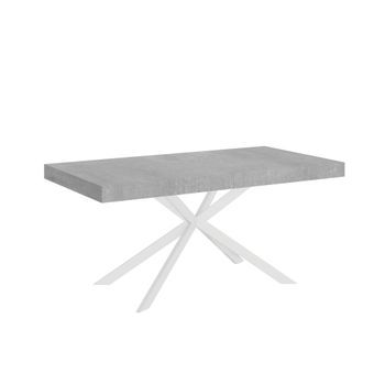 Mesa Extensible 80x160/244 Cm Plaker Cemento Patas Blanca