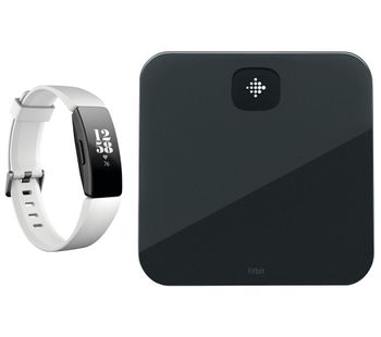 FITBIT Inspire HR Fitness Tracker & Aria Air Smart Scale Bundle - White, Universal, White