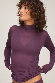 Hunkemöller Camiseta de Cashmere con Cuello Alto super suave Morado