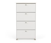 mueble zapatero de 4 puertas abatibles decorado en roble kronberg y blanco - l808 cm