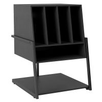 costway mueble para tocadiscos estante de vinilos con patas ajustables negro madera para salon