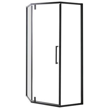 Cabina De Ducha De Vidrio Templado Transparente Con Puerta Abatible 90 X 90 X 190 Cm Negro Tocantins