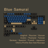 gmk blue warrior keycaps pbt sub tinte cereza perfil azul samurai alemancoreanoespanolrusoarabe para teclados mecanicos