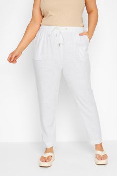 Yours Joggers Blancos Mezcla De Lino, Mujer Curvy Y Tallas Grandes, Yours