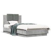 cama para adulto  cama individual  cama con cabecero madera de ingenieria gris hormigon 90x190 cm