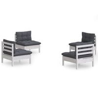 muebles de jardin 4 uds  mesa y sillas con cojines antracita madera de pino