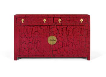 Aparador de estilo japonés fabricado a mano rojo
