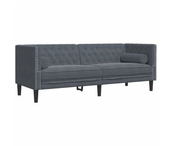 Sofá chesterfield 3 plazas - sofá de salón con cojines terciopelo gris oscuro