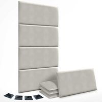 dhome juego de 8 paneles tapizados de terciopelo premium pack autoadhesivos para pared acusticos absorbentes proteccion impactos beige 50x30cm x8