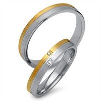 alianzas 14 quilates oro amarillo-blanco 2 diamantes