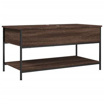 Mesa De Centro，mesa Auxiliar，mesa De Café Madera Ingeniería Metal Marrón 100x50x50 Cm