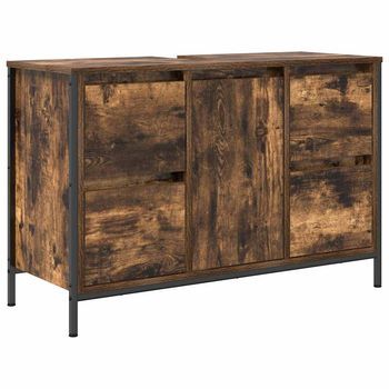 Armario De Lavabo | Mueble De Lavabo Con Cajones Roble Ahumado 90x34,5x60 Cm