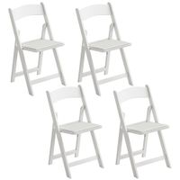 homcom lote de 4 sillas plegables de resina y pu sillas plegables portatiles para interior y exterior 45x44x78cm blanco