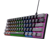 teclado gaming - trust gxt 867 acira 60 mas compacto con cable 61 teclas iluminacion rgb negro