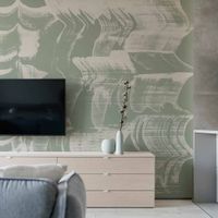 papel pintado panoramico grafico verde de gris 300 x 250cm