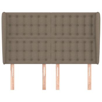 Cabecero Cama Mueble De Dormitorio Con Orejas De Tela 147 X 23 X 118/128 Cm Gris Topo M02_0003429
