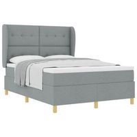 cama tipo box spring con cabecera gris claro 200 x 140 cm tela vidaxl