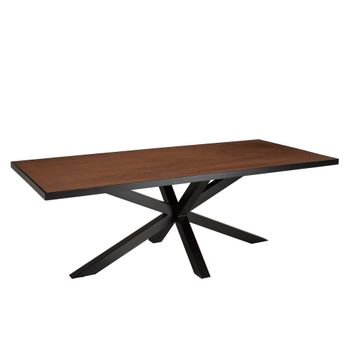 Mesa de comedor rectangular color terracota con efecto piedra