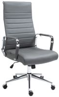 silla de oficina giratoria regulable en cuero autentico gris
