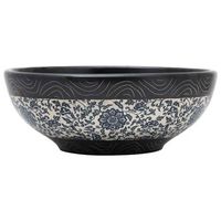 lavabo de bano moderno  lavabo sobre encimera redondo ceramica negro y azul r41x14 cm