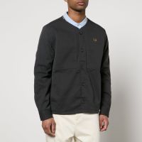 fred perry collarless cotton-twill overshirt - s