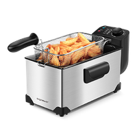 aigostar ushas 30hez - freidora de 3 litros 2200 watios de potencia y tapa con ventana de visualizacion acero inoxidable