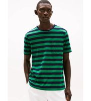 tommy hilfiger para hombre mw0mw37283 camiseta con bolsillo de parche verde s casual algodon manga corta